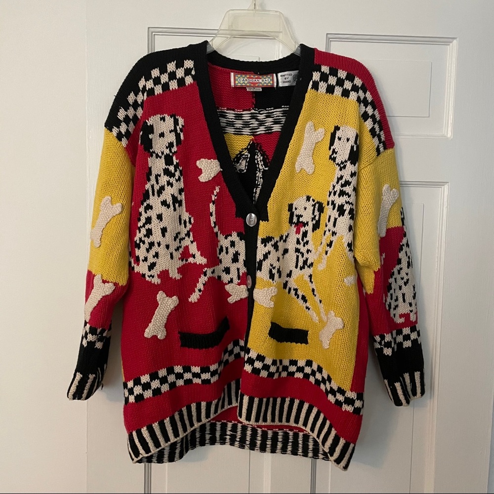 VINTAGE Cardigan Bay Dalmatian print cardigan